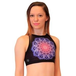Bad Kitty Glowing Mandala High Neck Crop Top PoleFit Pole Dance Bra Medium